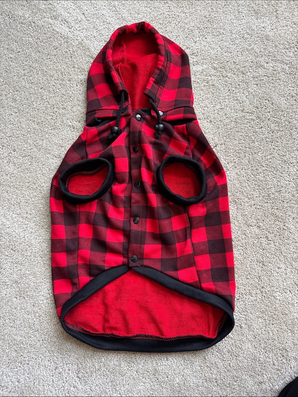 Red Buffalo Plaid Hooded snap front dog shirt